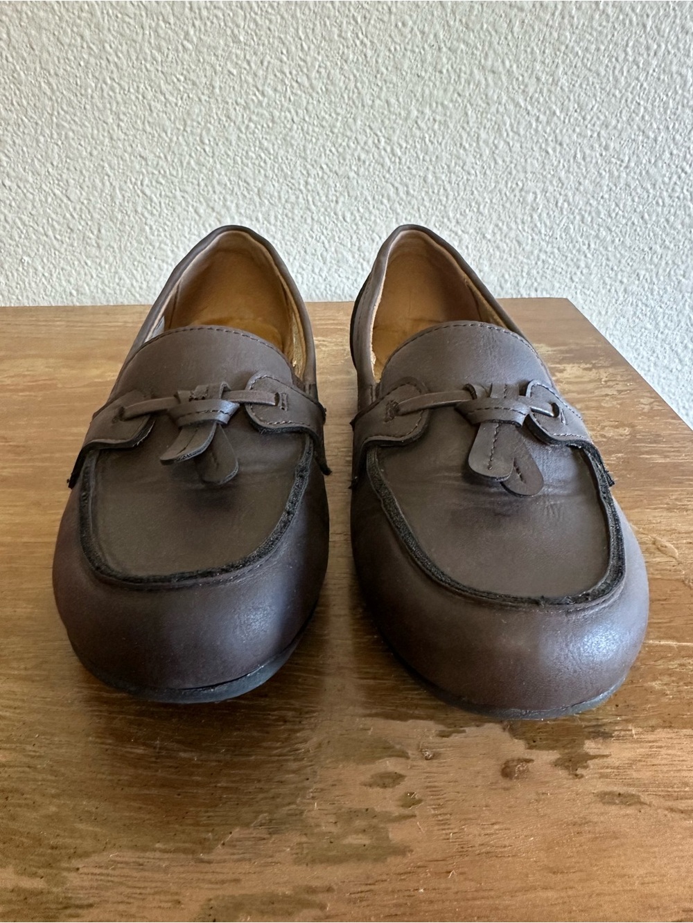 Earth Spirit Women’s Brown Leather Tasseled Loafer Flats Slip-On Comfort US 7